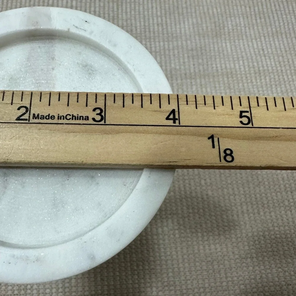 Modern Tapered Wood and White Marble Pillar Candle Holder 12.5 Inch Decor